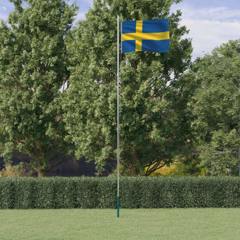 Flagge Schwedens mit Mast 6,23 m Aluminium