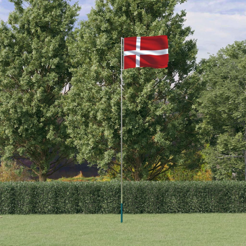 Flagge Dänemarks mit Mast 5,55 m Aluminium