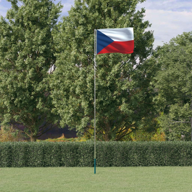 Tschechische Flagge mit Mast 5,55 m Aluminium