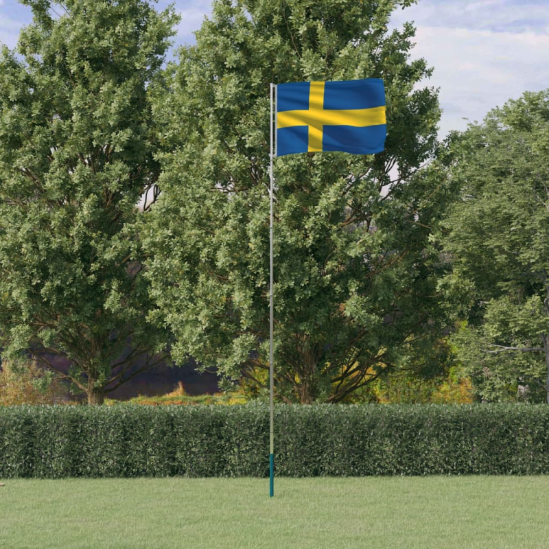 Flagge Schwedens mit Mast 5,55 m Aluminium