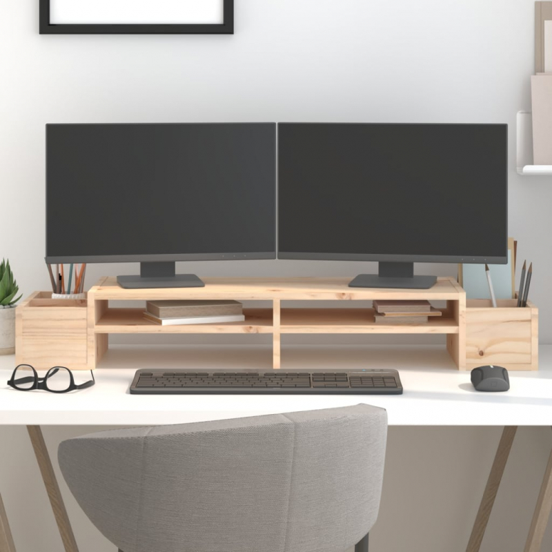 Monitorständer 100x27,5x15 cm Massivholz Kiefer