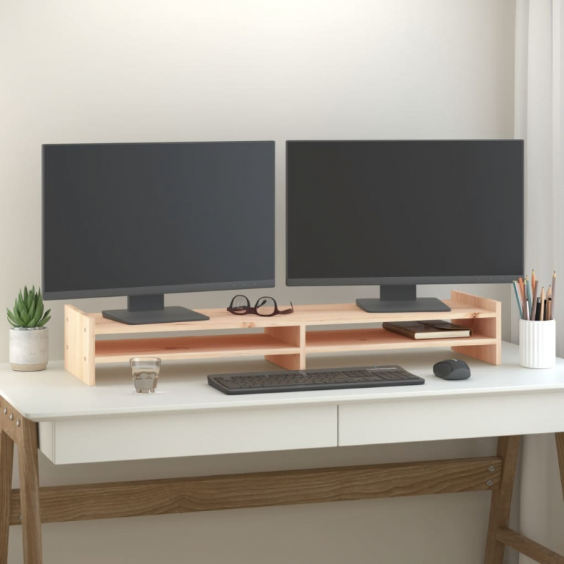 Monitorständer 100x27x15 cm Massivholz Kiefer