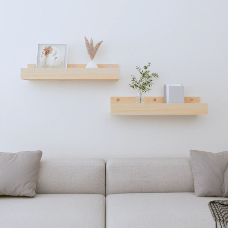 Wandregale 2 Stk. 50x12x9 cm Massivholz Kiefer