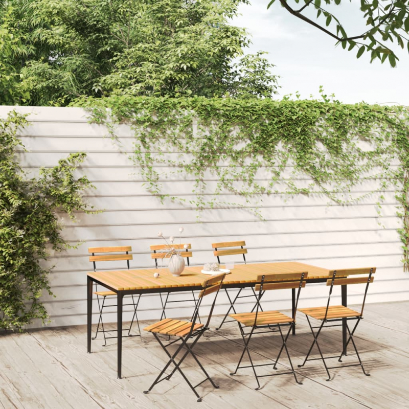Klappbare Gartenstühle 6 Stk. Stahl und Massivholz Akazie