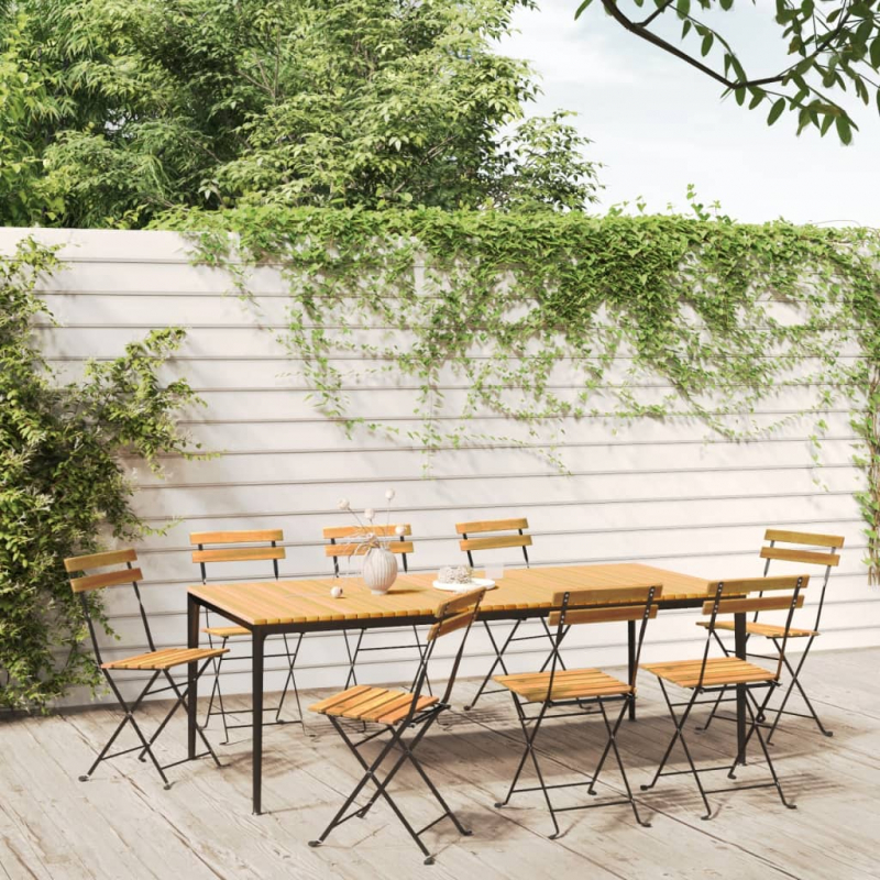 Klappbare Gartenstühle 8 Stk. Stahl und Massivholz Akazie