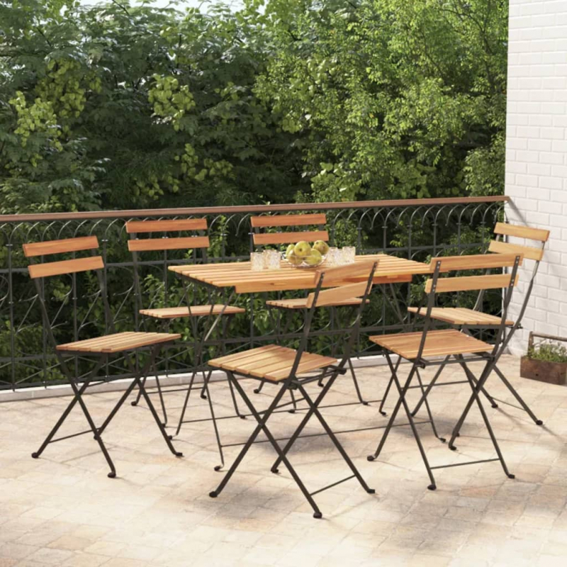 Bistrostühle 6 Stk. Klappbar Massivholz Teak und Stahl