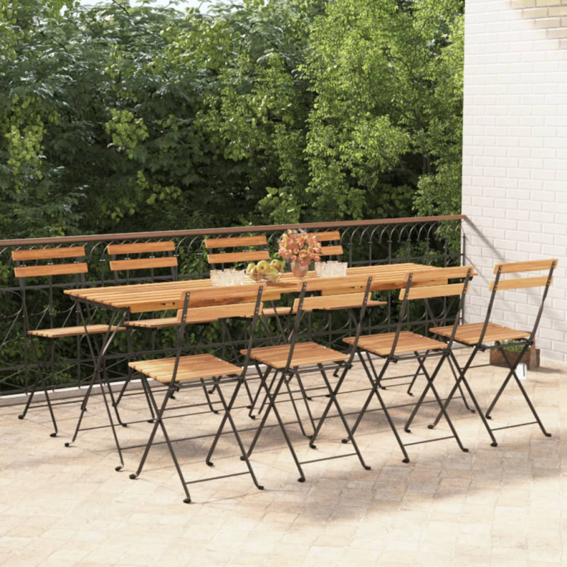 Bistrostühle 8 Stk. Klappbar Massivholz Teak und Stahl