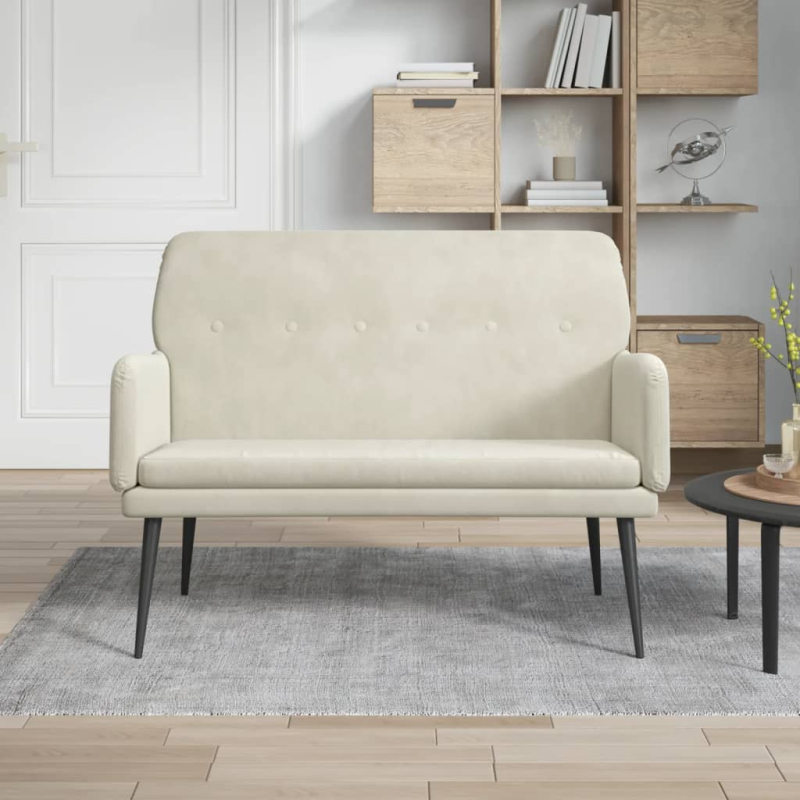 Sitzbank Creme 108x79x79 cm Samt