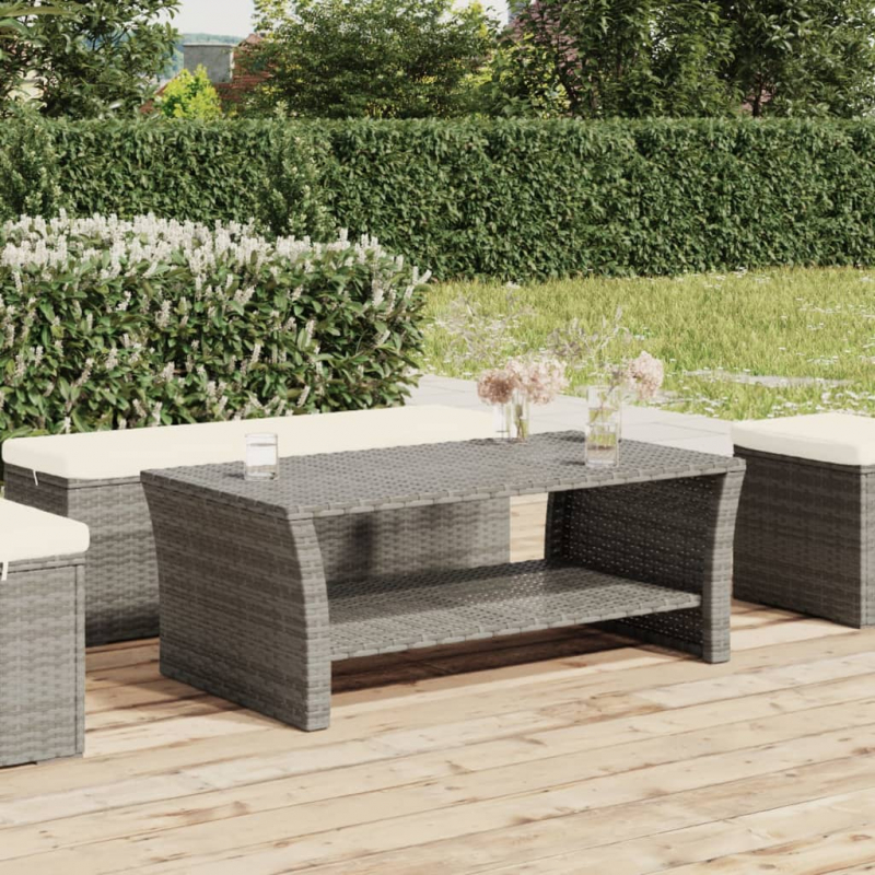 Couchtisch Grau 100x50x40 cm Poly Rattan