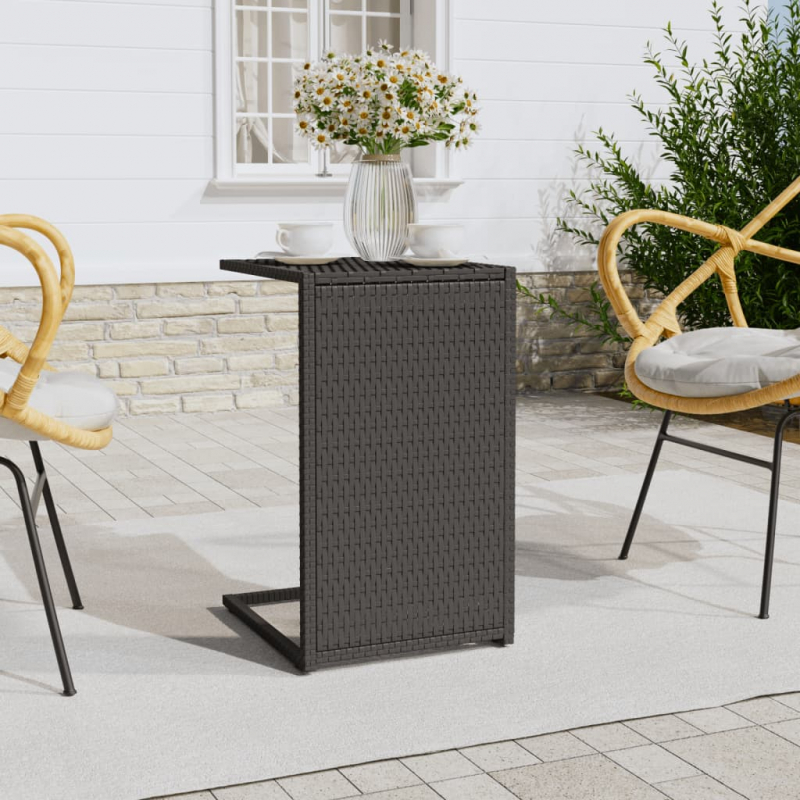 C-Tisch Schwarz 40x35x60 cm Poly Rattan