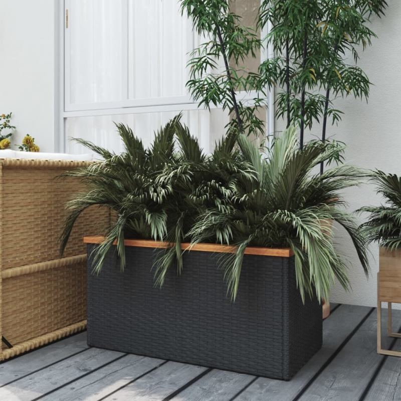 Pflanzkübel Schwarz 80x40x40 cm Poly Rattan