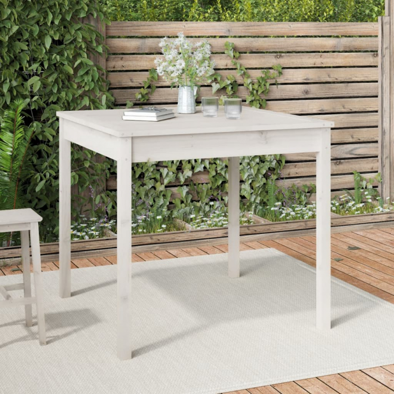 Gartentisch Weiß 82,5x82,5x76 cm Massivholz Kiefer