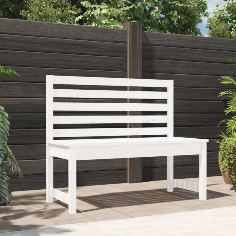 Gartenbank Weiß 109 cm Massivholz Kiefer