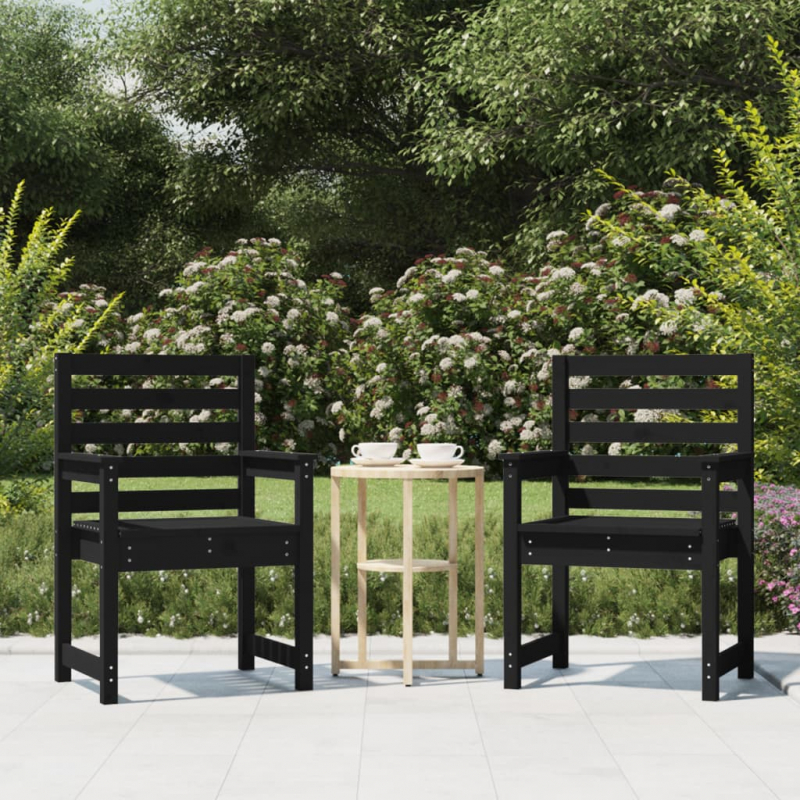 Gartenstühle 2 Stk. Schwarz 60x48x91 cm Massivholz Kiefer