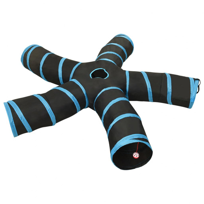 Katzentunnel 5-Wege Schwarz und Blau 25 cm Polyester