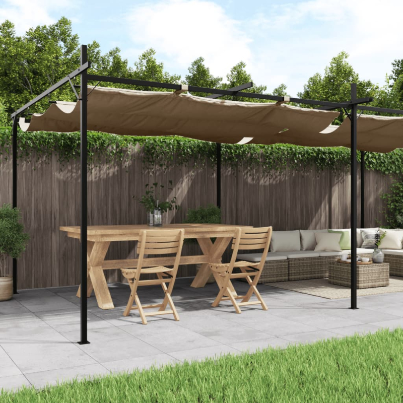 Pergola mit Schiebedach Taupe 589x292x230 cm