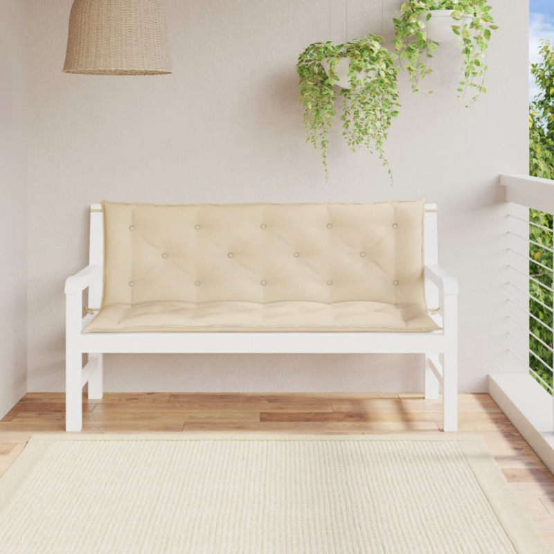 Gartenbank-Auflagen 2 Stk. Beige 150x50x7 cm Oxford-Gewebe