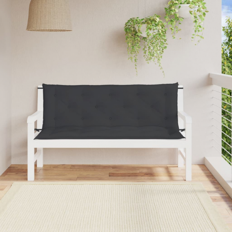 Gartenbank-Auflagen 2 Stk. Schwarz 150x50x7 cm Oxford-Gewebe