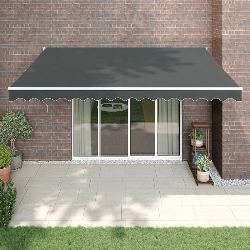 Markise Einziehbar Anthrazit 4x3 m Stoff und Aluminium