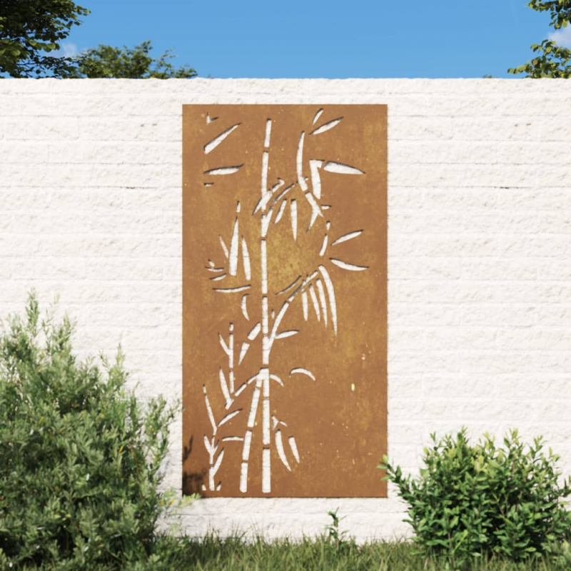 Garten-Wanddeko 105x55 cm Cortenstahl Bambus-Design