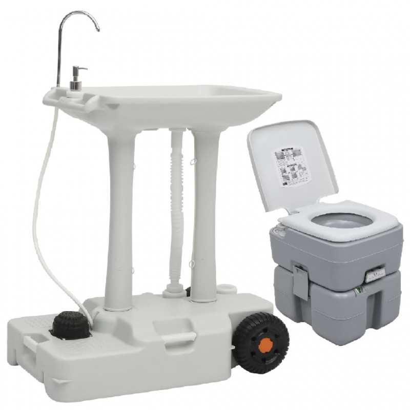 Tragbare Campingtoilette mit Waschbecken