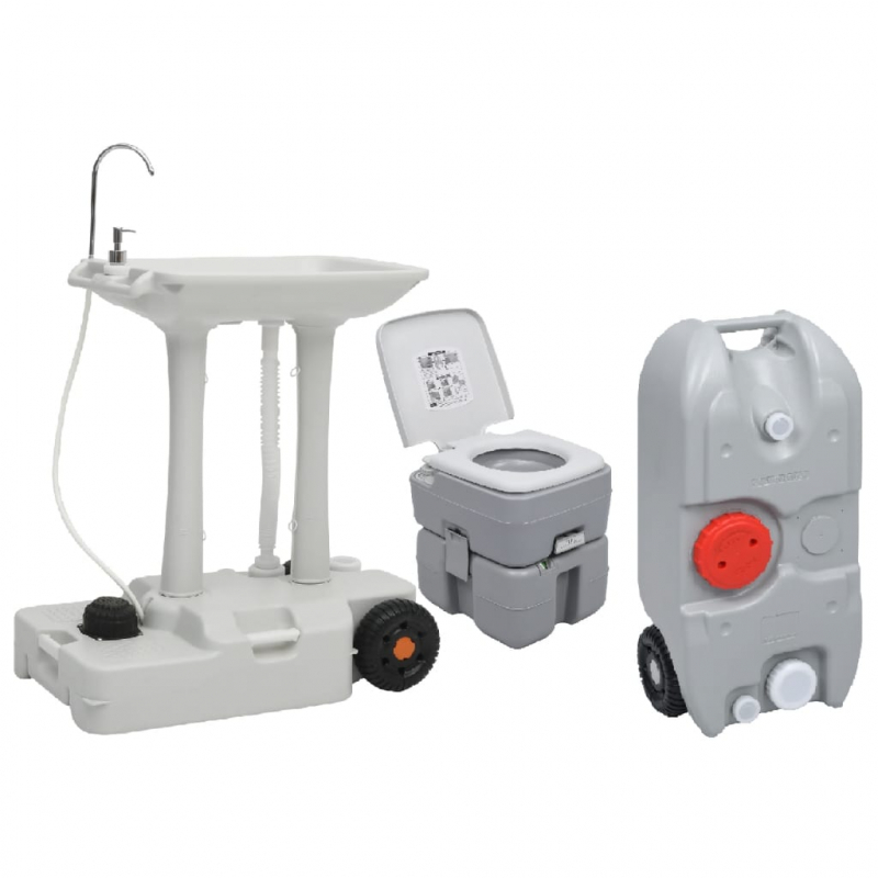 Tragbare Campingtoilette mit Waschbecken und Wasserbehälter