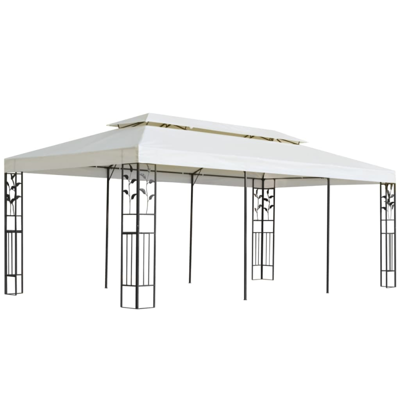 Pavillon mit Doppeldach Weiß 6x3 m Stahl