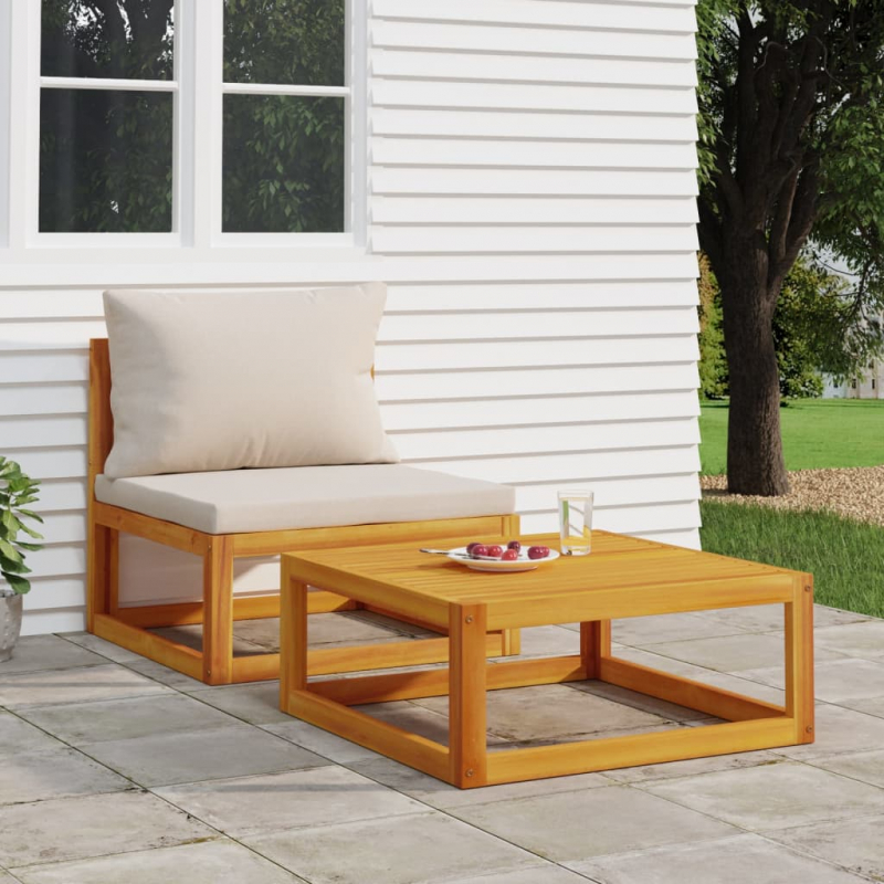 2-tlg. Garten-Sofa-Set mit Kissen Massivholz Akazie