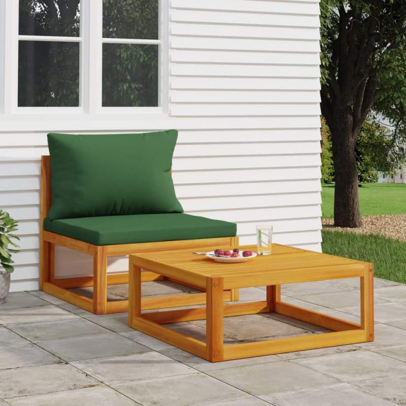 2-tlg. Garten-Sofa-Set mit Kissen Massivholz Akazie