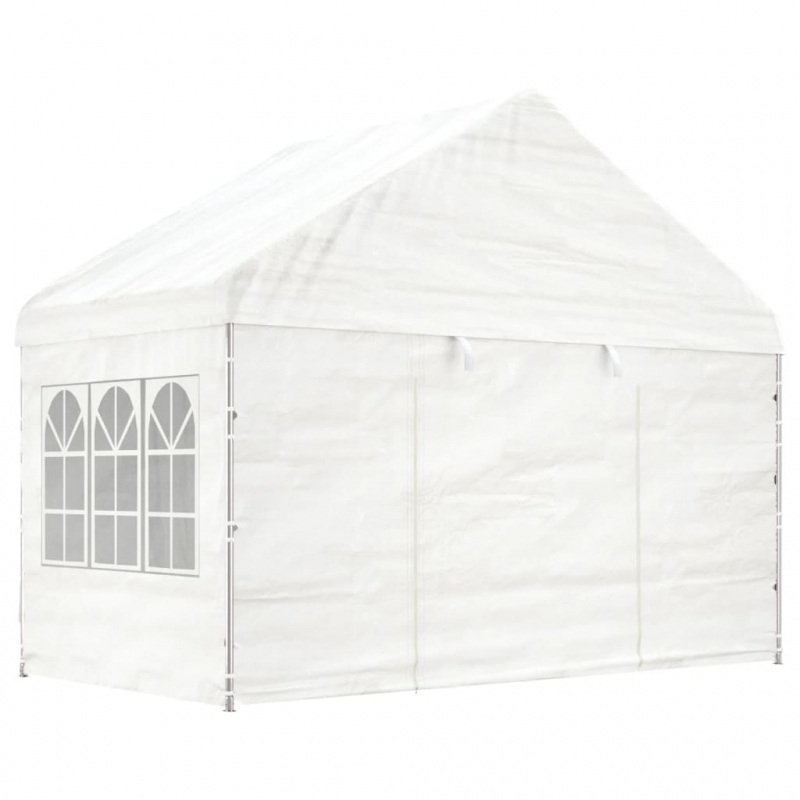 Pavillon mit Dach Weiß 4,08x2,23x3,22 m Polyethylen