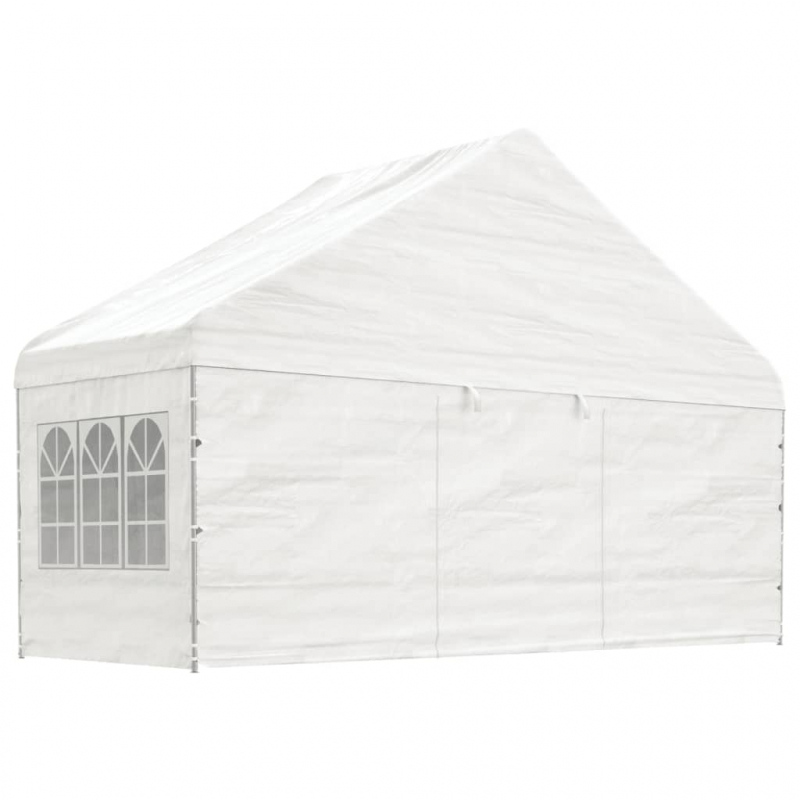 Pavillon mit Dach Weiß 5,88x2,23x3,75 m Polyethylen