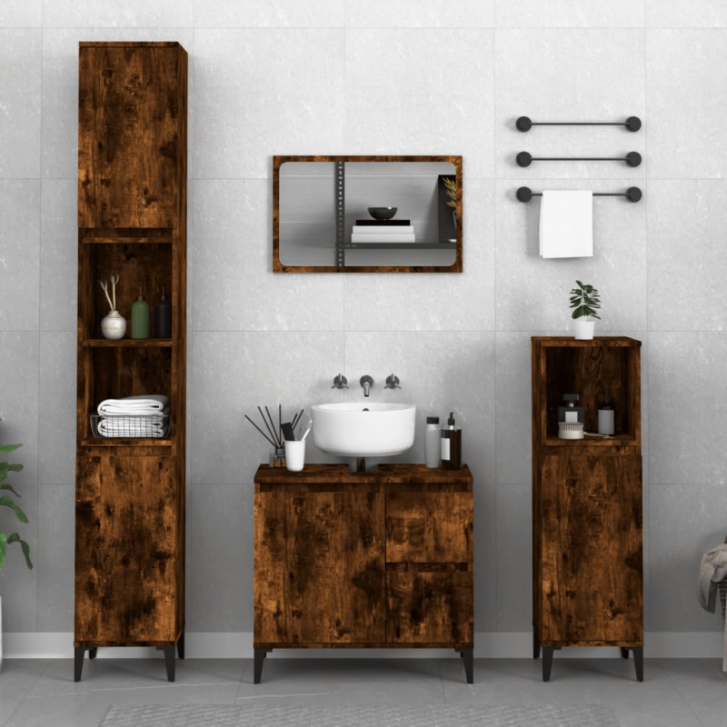 Badschrank Räuchereiche 65x33x60 cm Holzwerkstoff