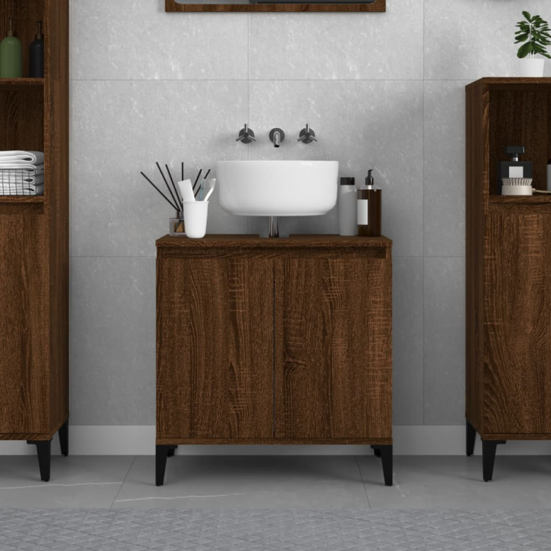 Waschbeckenunterschrank Braun Eichen-Optik 58x33x60 cm