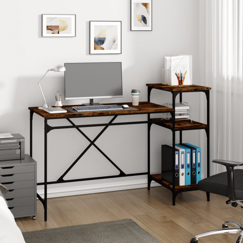 Schreibtisch mit Regal Räuchereiche 135x50x90 cm Holzwerkstoff