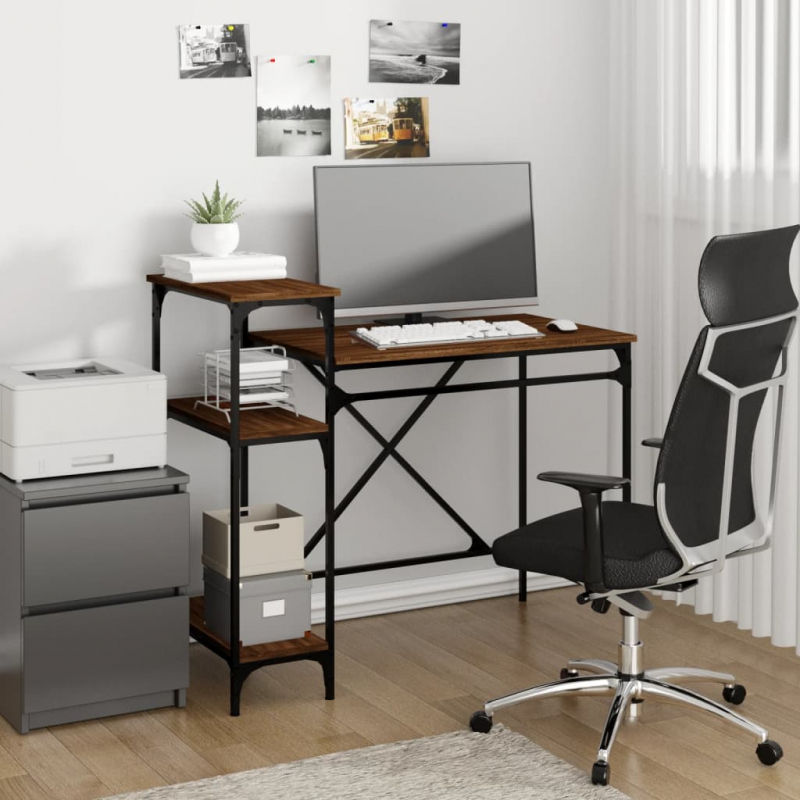 Schreibtisch mit Regal Braun Eichen-Optik 105x50x90 cm