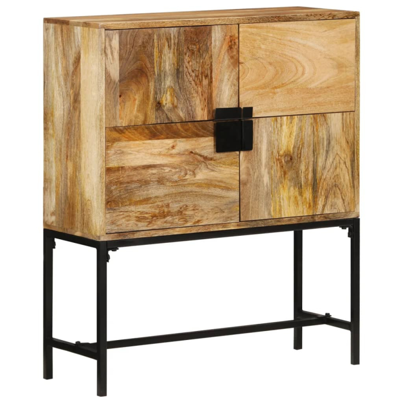 Highboard 80x30x95 cm Massives Raues Mangoholz