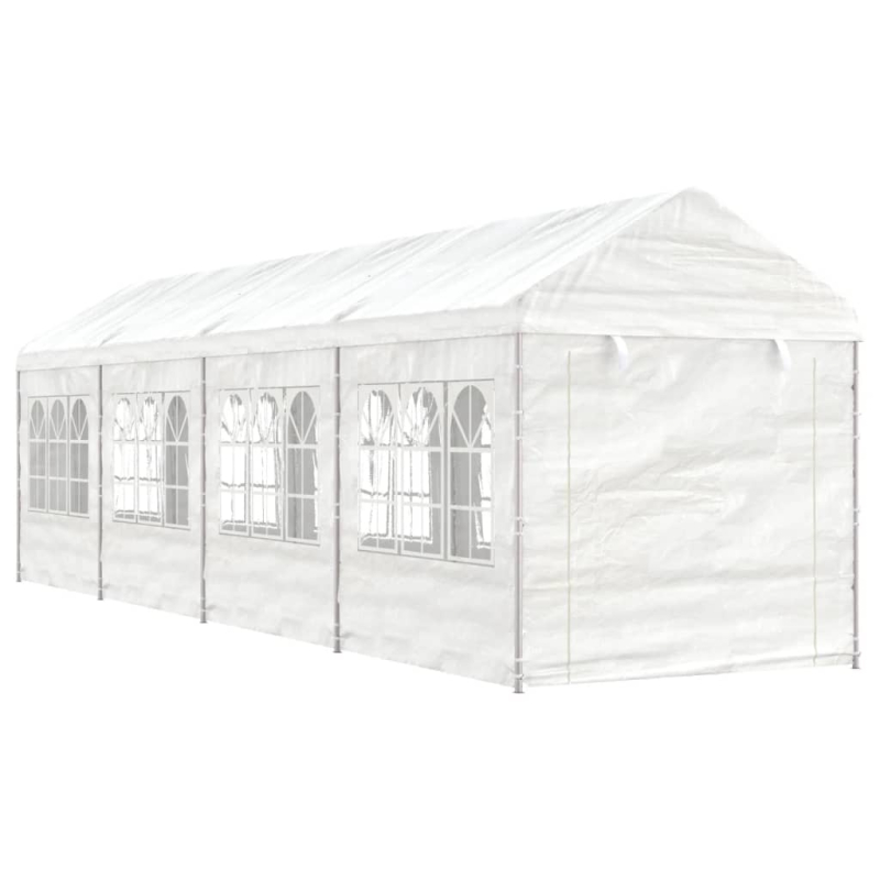 Pavillon mit Dach Weiß 8,92x2,28x2,69 m Polyethylen