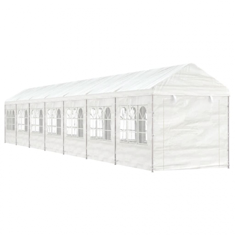 Pavillon mit Dach Weiß 15,61x2,28x2,69 m Polyethylen