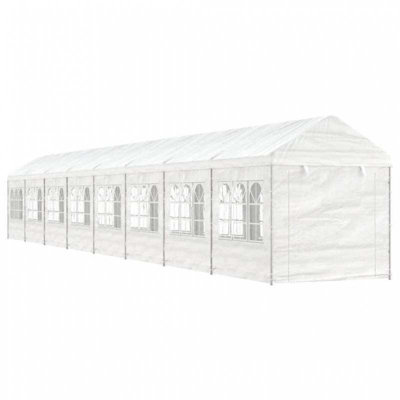 Pavillon mit Dach Weiß 17,84x2,28x2,69 m Polyethylen