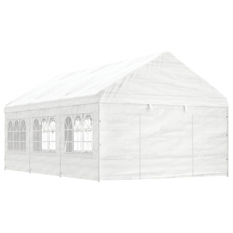 Pavillon mit Dach Weiß 6,69 x 4,08 x 3,22 m Polyethylen