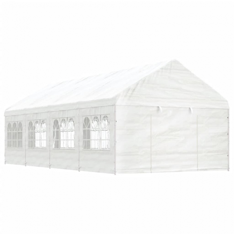 Pavillon mit Dach Weiß 8,92x4,08x3,22 m Polyethylen