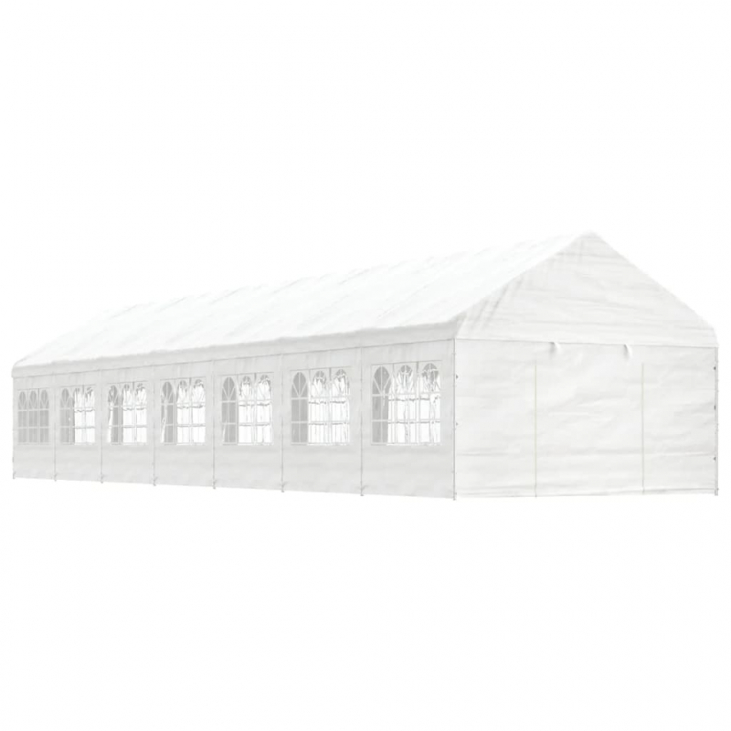 Pavillon mit Dach Weiß 15,61x4,08x3,22 m Polyethylen