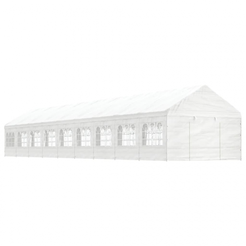 Pavillon mit Dach Weiß 20,07x4,08x3,22 m Polyethylen