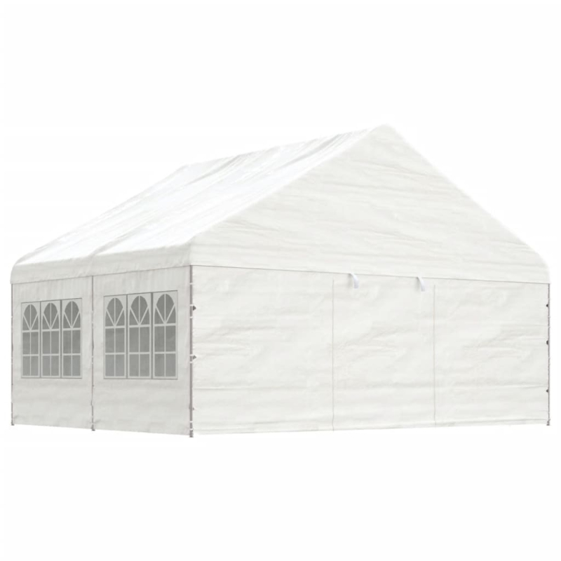 Pavillon mit Dach Weiß 4,46x5,88x3,75 m Polyethylen