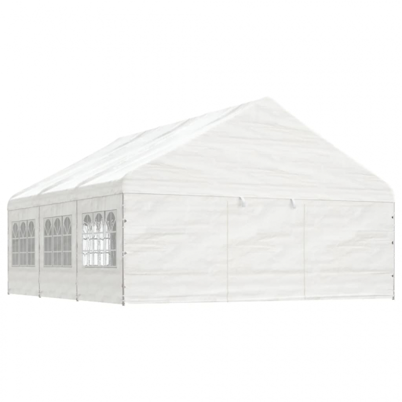 Pavillon mit Dach Weiß 6,69x5,88x3,75 m Polyethylen