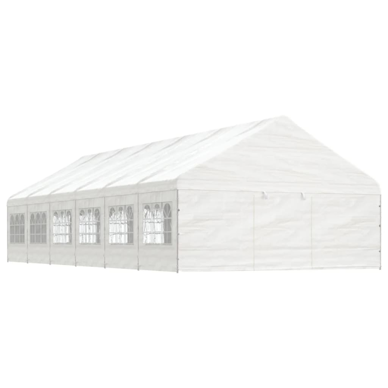 Pavillon mit Dach Weiß 13,38x5,88x3,75 m Polyethylen