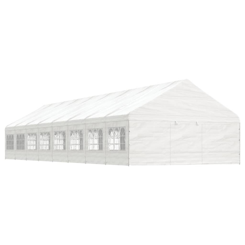 Pavillon mit Dach Weiß 17,84x5,88x3,75 m Polyethylen