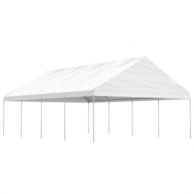 Pavillon mit Dach Weiß 8,92x5,88x3,75 m Polyethylen