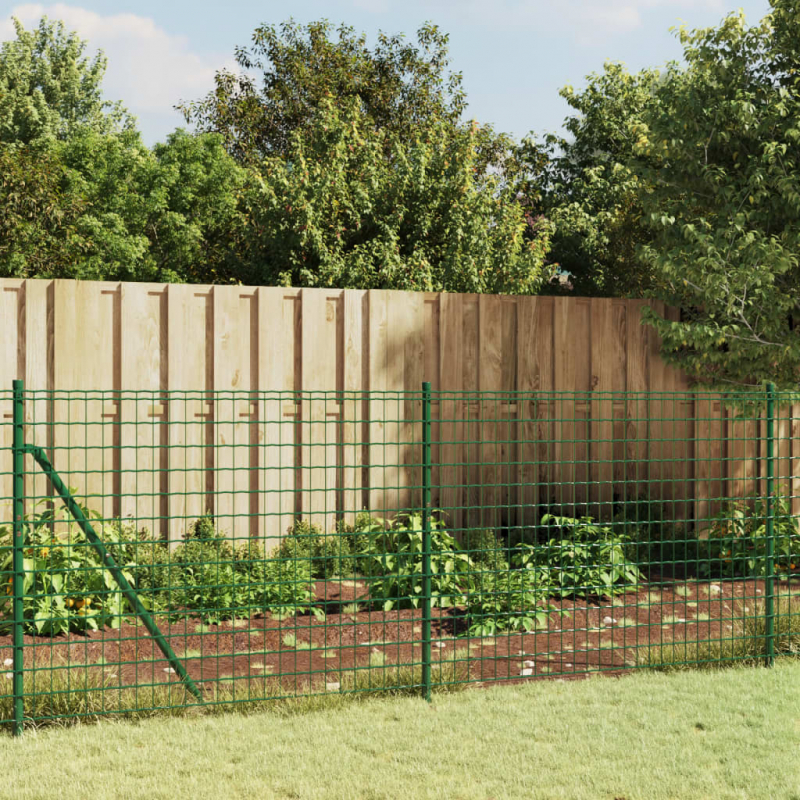 Maschendrahtzaun mit Bodenhülsen Grün 1x25 m