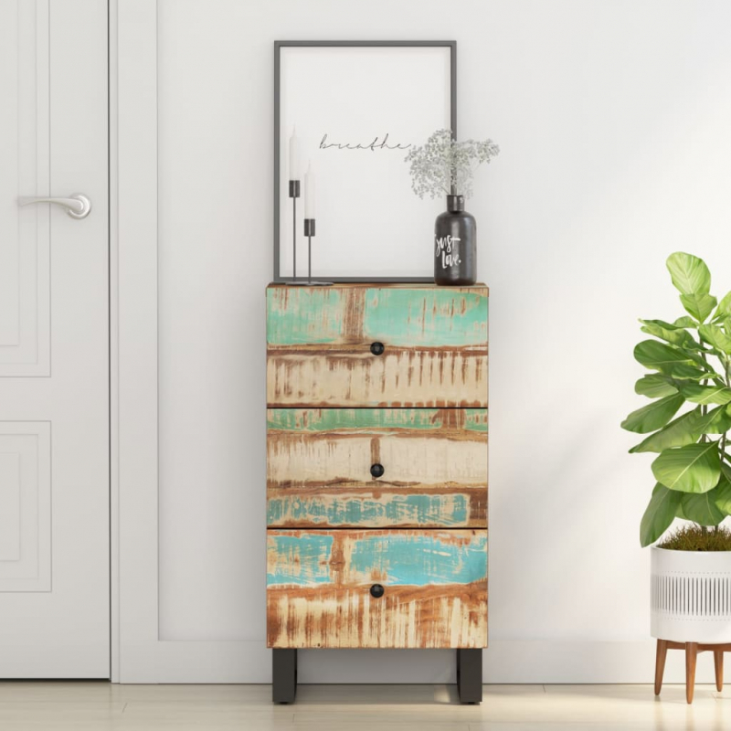 Sideboard mit 3 Schubladen 40x33,5x75 cm Altholz Massiv